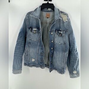 JOES JEANS DESTROYED TRUCKER STYLE JEAN JACKET LARGE